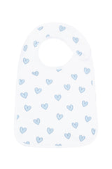 Blue Heart Print Feeding Bib