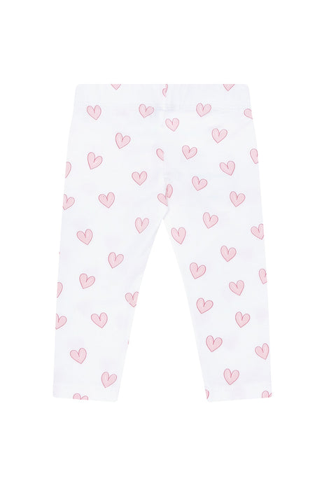 Pink Heart Print Pima Leggings - HoneyBug 