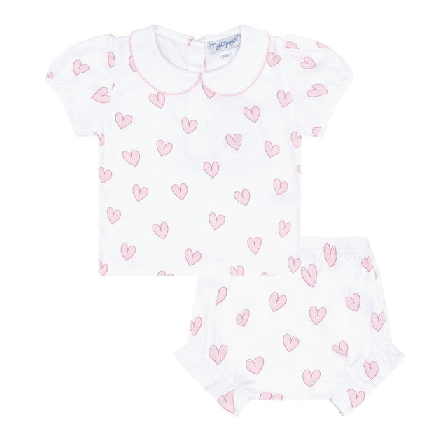 Pink Heart Print Diaper Cover Set - HoneyBug 