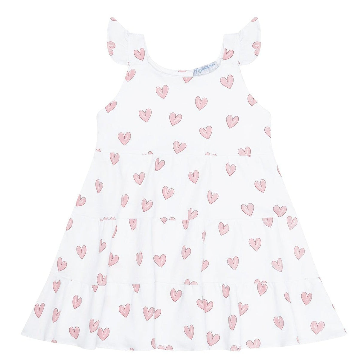 Pink Heart Print Ruffle Dress - HoneyBug 