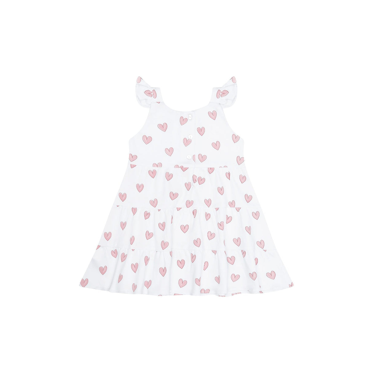 Pink Heart Print Ruffle Dress - HoneyBug 