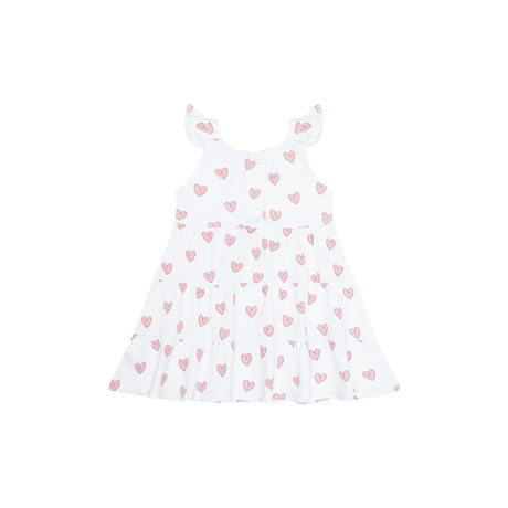 Pink Heart Print Ruffle Dress - HoneyBug 