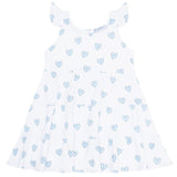 Blue Heart Print Ruffle Dress - HoneyBug 