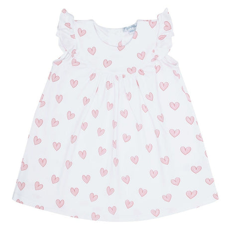 Pink Heart Print Scoop Neck Dress - HoneyBug 