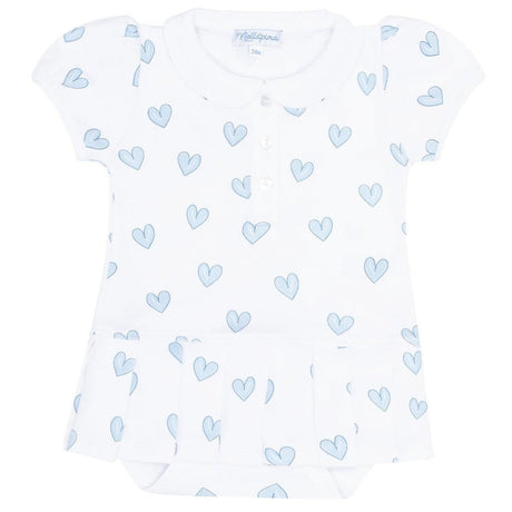 Blue Heart Print Onesie Dress - HoneyBug 