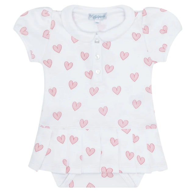 Pink Heart Print Onesie Dress - HoneyBug 