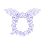 Seersucker Bow Scrunchie in Lavender/White