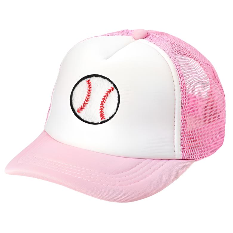 Baseball Patch Trucker Hat - Pink/White