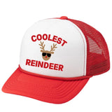 Coolest Reindeer Christmas Trucker Hat - Red/White