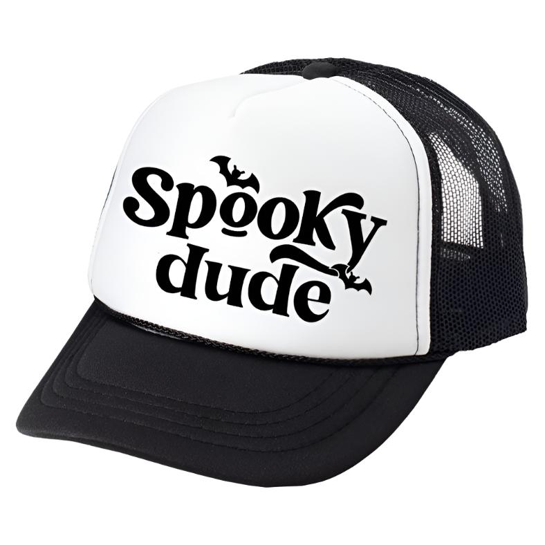 Spooky Dude Halloween Trucker Hat - Black/White