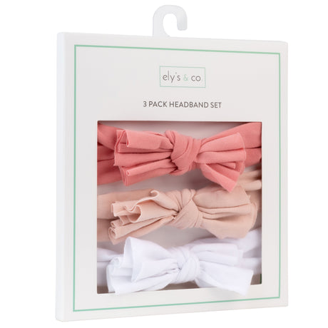 3 Pack Headband Set - Fuchsia, Blush & White - HoneyBug 