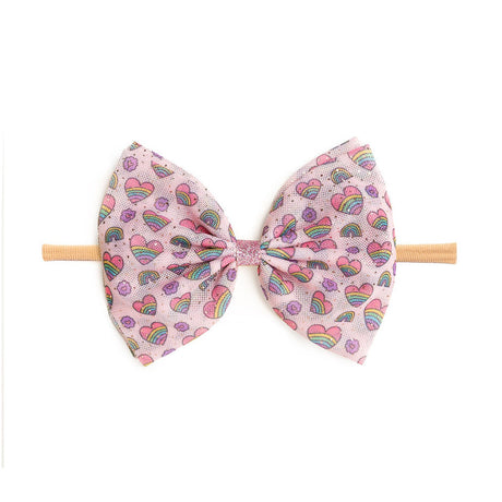 Rainbow Heart Tulle Bow Baby Headband - HoneyBug 