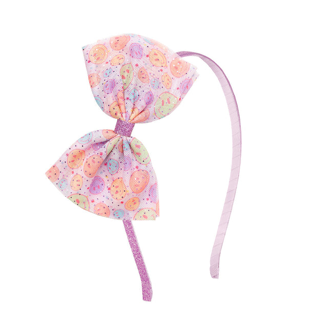 Smiley Face Tulle Bow Headband - HoneyBug 