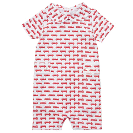 Henry Boys' Pima Cotton Shortall - Fire Truck Red - HoneyBug 