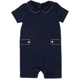 Henry Boys' Pima Cotton Shortall - Navy with White Stitch - HoneyBug 