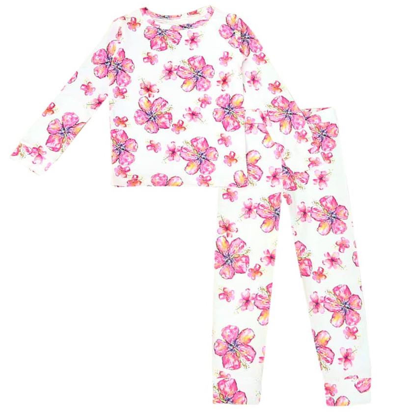 Hibiscus Kiss Long Bamboo Pajamas - HoneyBug 