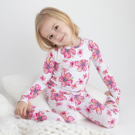 Hibiscus Kiss Long Bamboo Pajamas - HoneyBug 