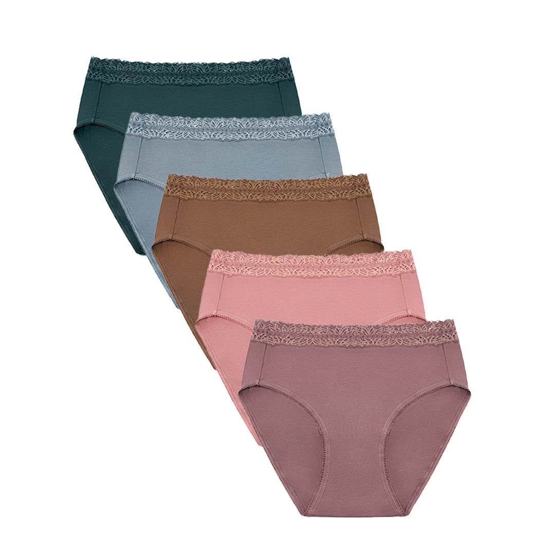 High-Waisted Postpartum Recovery Panties (5-Pack) | Dusty Hues - HoneyBug 