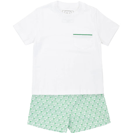 Hudson Boys' Pima Cotton Short Set - Golf Putting Green - HoneyBug 