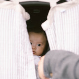 Cotton Muslin Car Seat Canopy - Grey Stripe