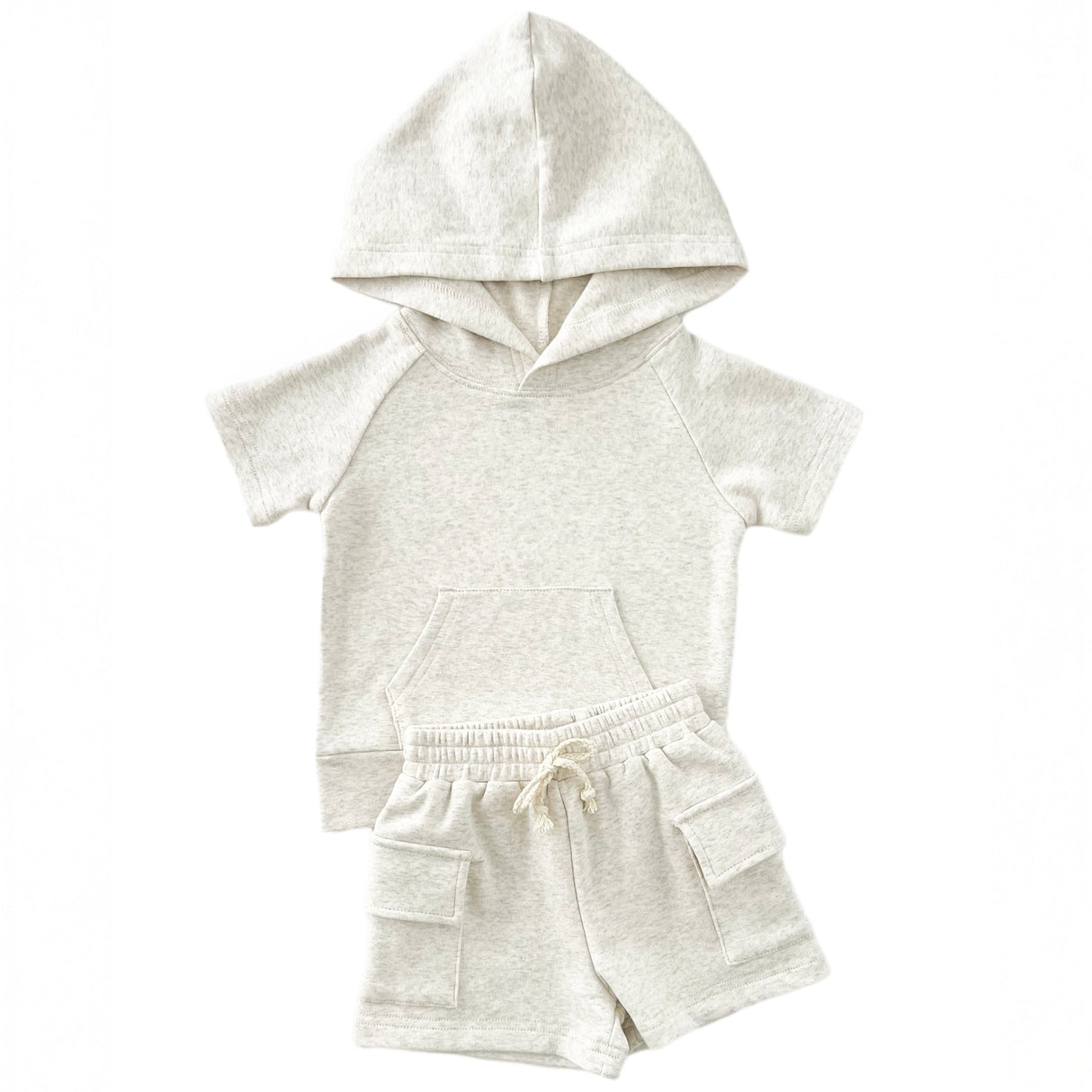Cargo Shorts Set | Oatmeal - HoneyBug 