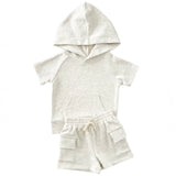 Cargo Shorts Set | Oatmeal - HoneyBug 