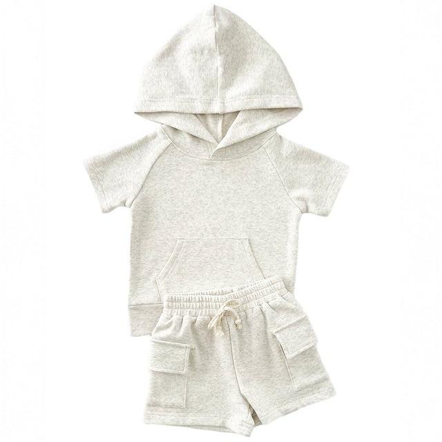 Cargo Shorts Set | Oatmeal - HoneyBug 