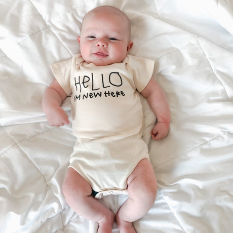 Hello I'm New Here - Organic Cotton Bodysuit - HoneyBug 