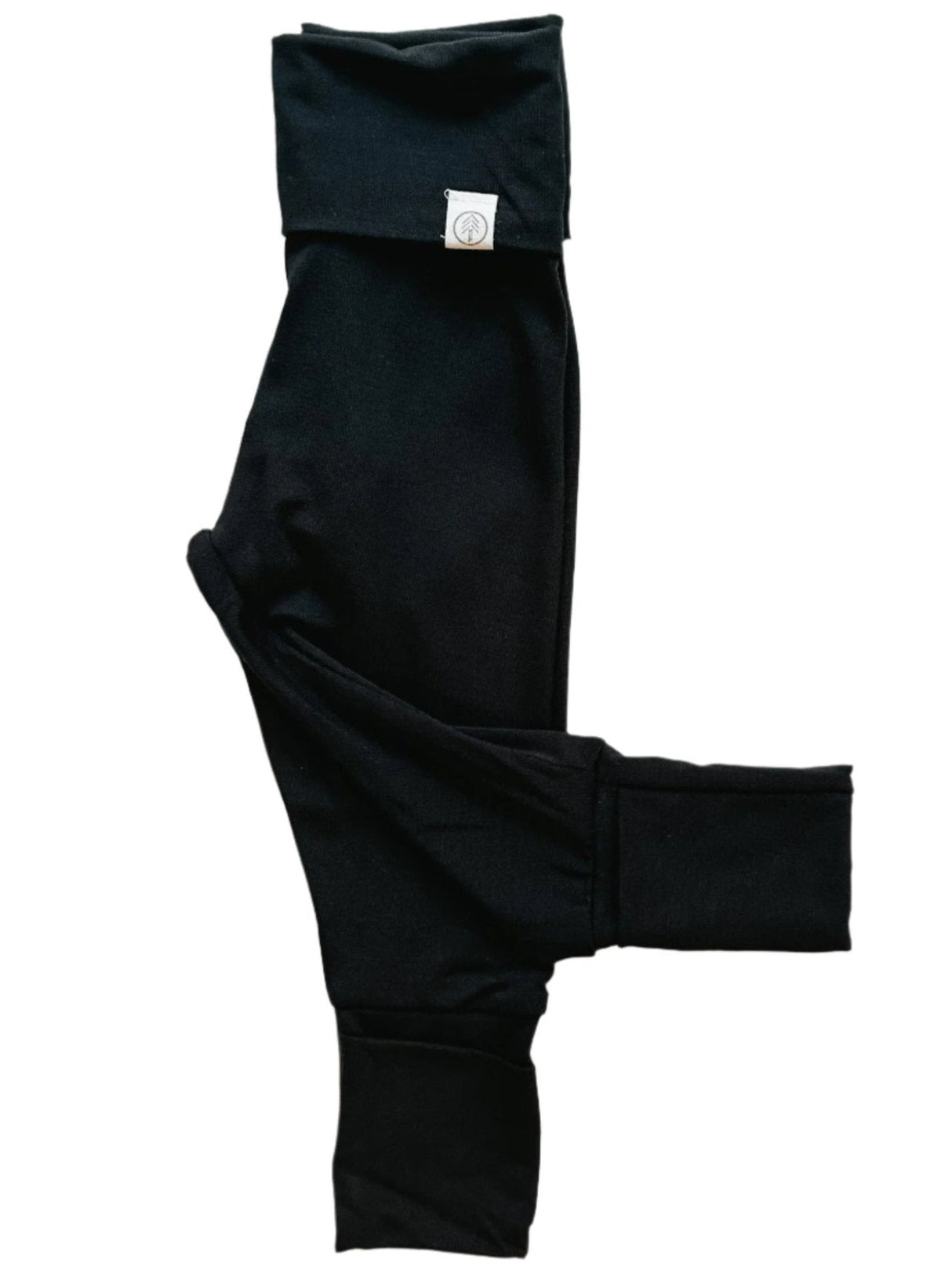 Adjusted Fit Fold Over Footie Leggings | Black | Luxury Bamboo