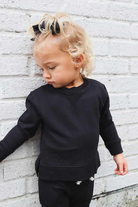 BLACK TERRY DREAM PULLOVER - HoneyBug 