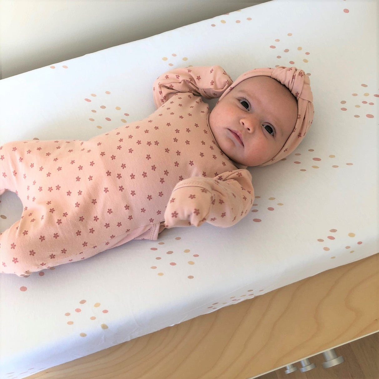 Changing Pad Cover | Cradle Sheet - Dusty Pink Raindrops