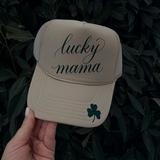 LUCKY MAMA ♡ printed trucker hat
