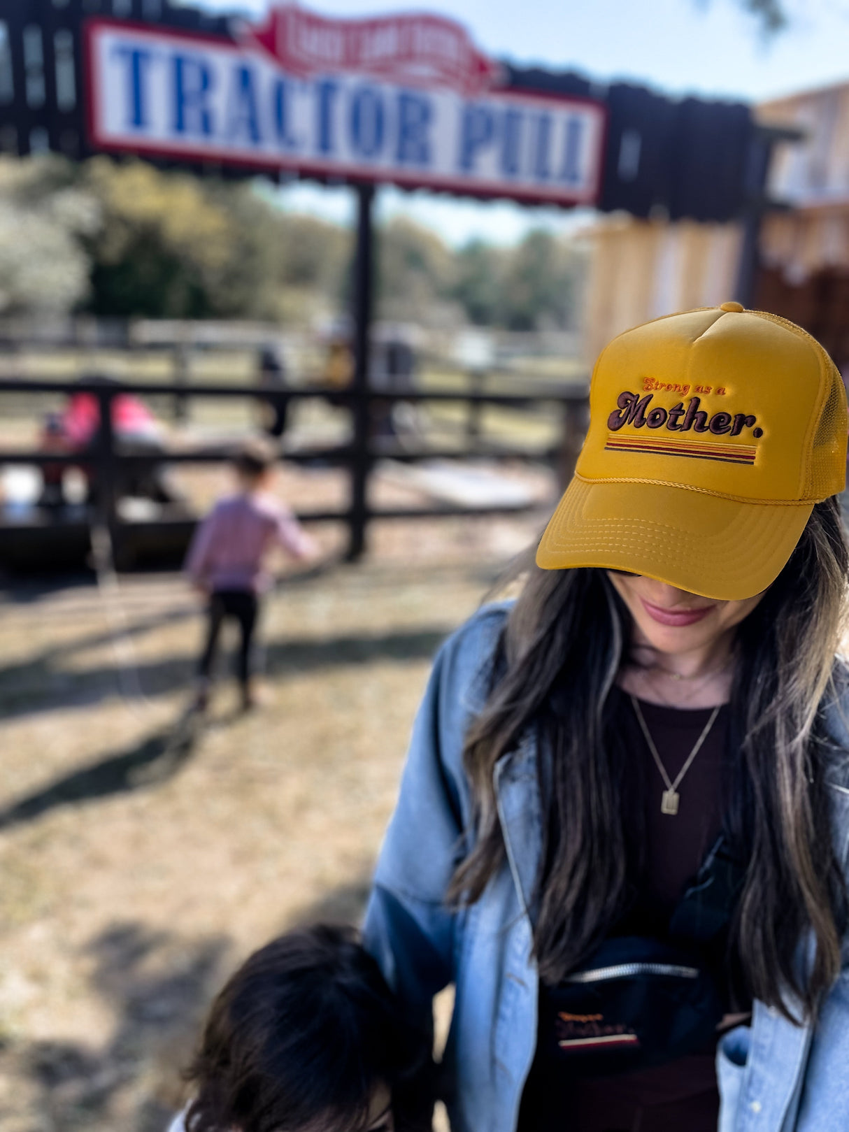 RETRO MOTHER. -Embroidered Trucker Hat - Yellow - HoneyBug 
