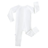 Snow Ribbed Zippered Baby Romper