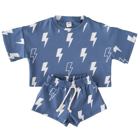 Shorts Set | Blue Bolts - HoneyBug 