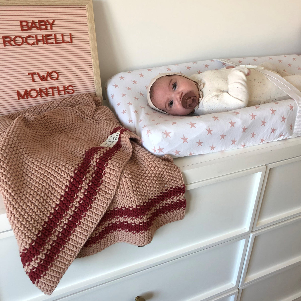 Changing Pad Cover | Cradle Sheet Set - Mauve Pink Stars