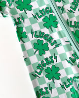 Bamboo Zip Romper | Lucky Shamrock - HoneyBug 