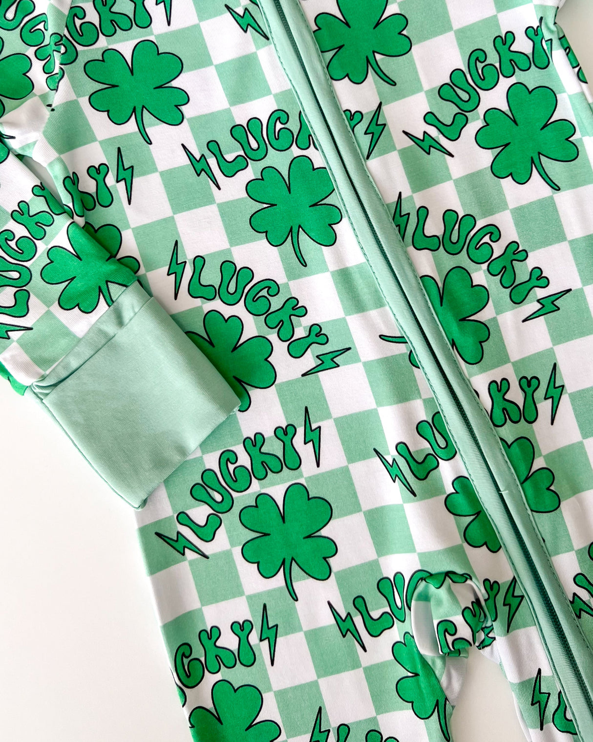 Bamboo Zip Romper | Lucky Shamrock - HoneyBug 