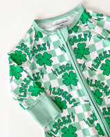 Bamboo Zip Romper | Lucky Shamrock - HoneyBug 