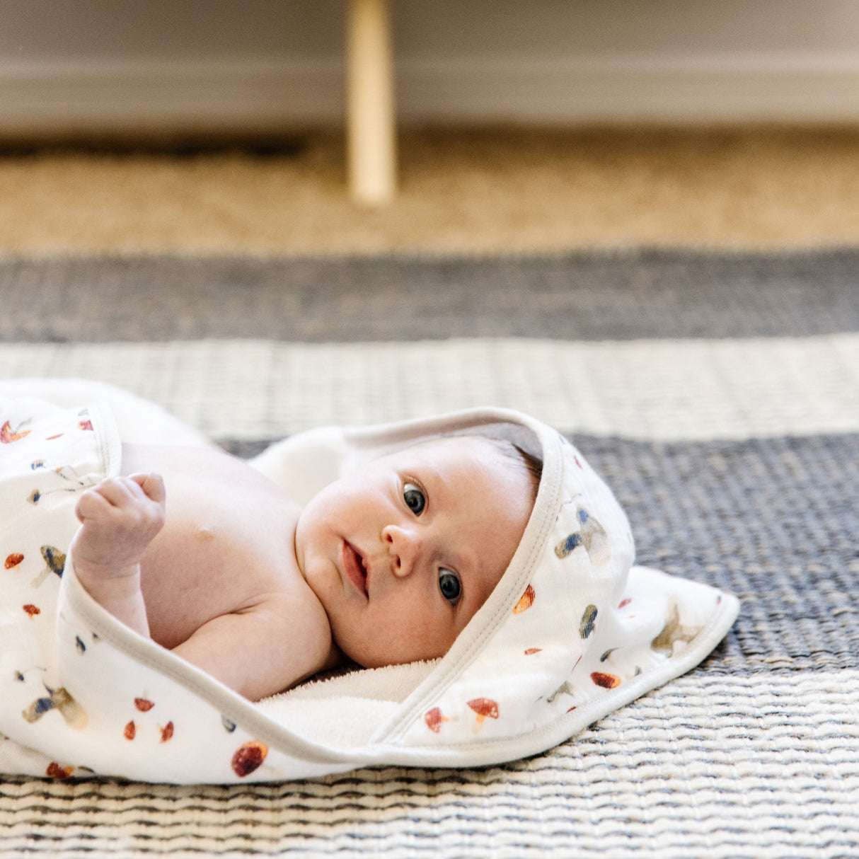 Infant Hooded Towel - Mushrooms