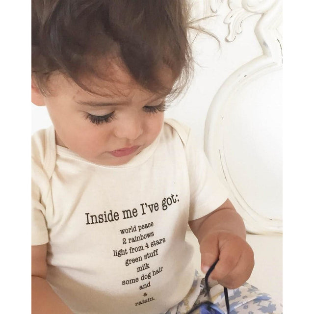 Pre-order for late September Inside Me Poem Short Sleeve Romper - HoneyBug 