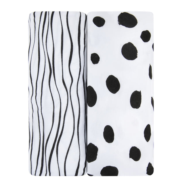 Bassinet Sheet Set - Black & White Abstract - HoneyBug 