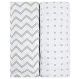 Bassinet Sheet Set - Grey Chevron & Polka Dot