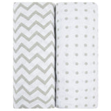 Waterproof Changing Pad Cover | Cradle Sheet Set - Grey Chevron & Polka Dot - HoneyBug 