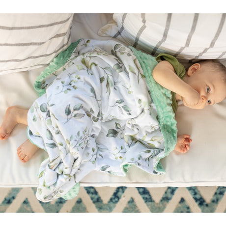 Premium Baby & Toddler Minky Blanket - Eucalyptus Greenery