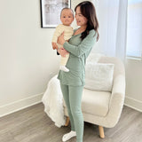 Jane Nursing Pajama Set | Sage - HoneyBug 