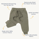 Organic Baby Toddler Jogger Pants - Olive