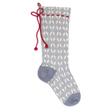Grey Patterned Stocking with Red Bow