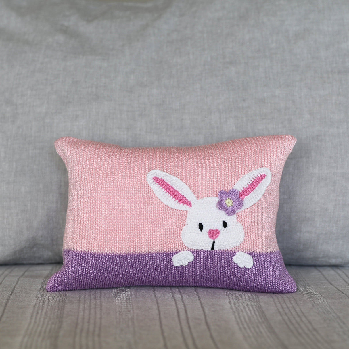 Bunny Peekaboo Mini Pillow, Pink