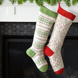 Ecru Patterned Stocking with Red Details